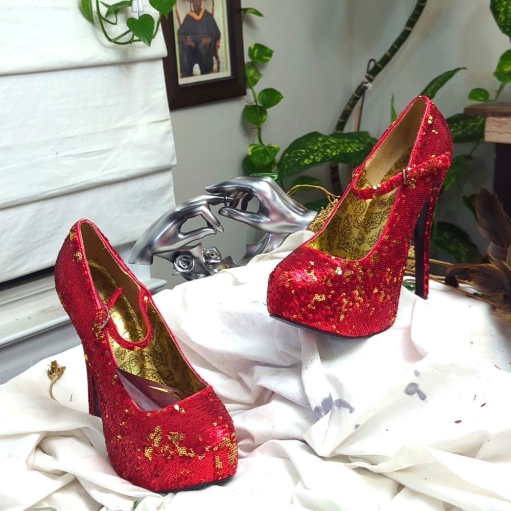 Red and Gold Bordello Stiletto Platform